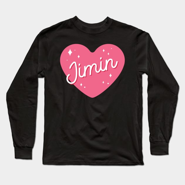 BTS Park Jimin cute heart typography Long Sleeve T-Shirt by Oricca